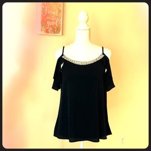 Black Cold Shoulder Blouse